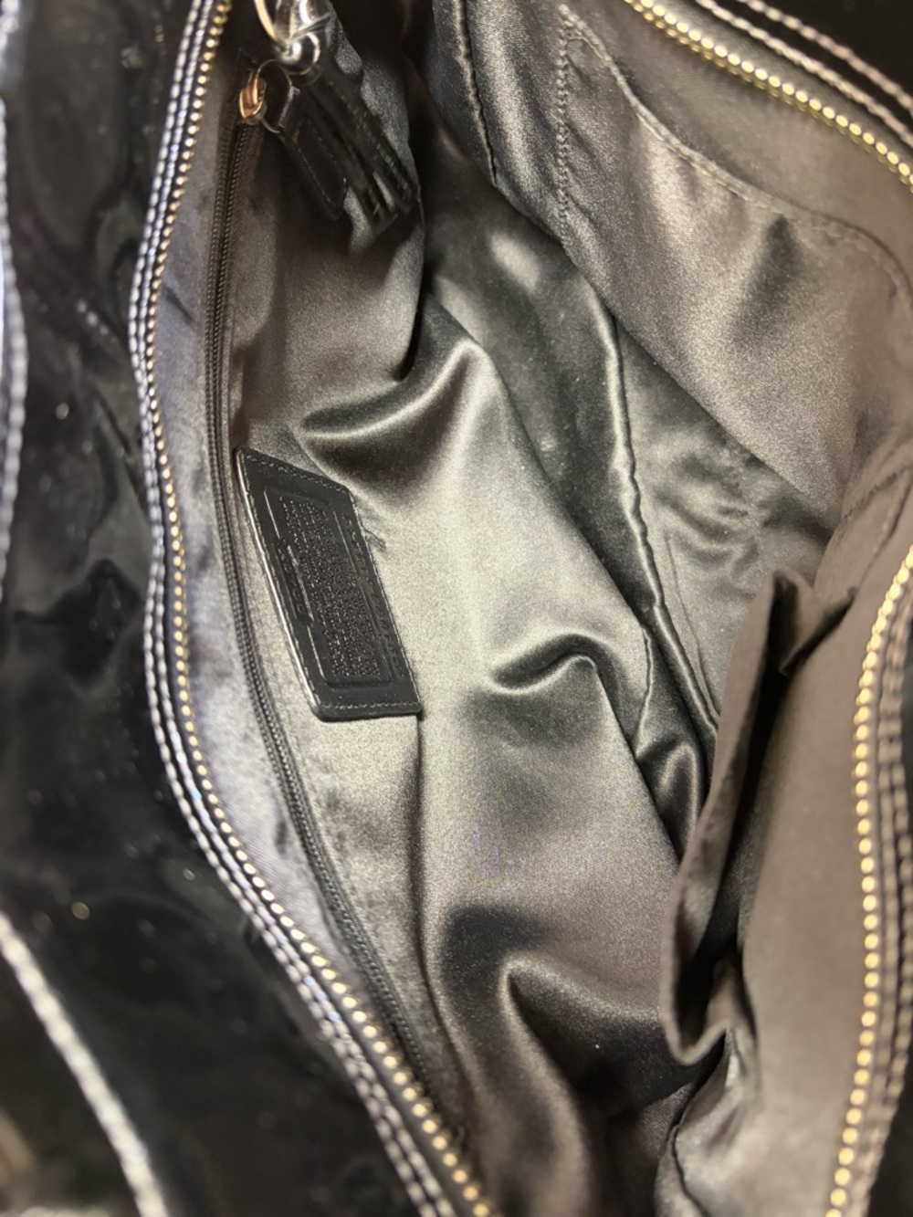 Coach Gallery Tote Black Embossed Signature Patent Leather Shoulder Bag F15246 - Picture 11 of 13